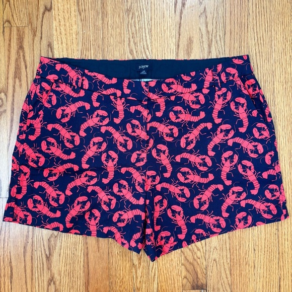 J. Crew Factory Plus Size 16 Navy Red Lobster print classic chino shorts - Picture 15 of 15